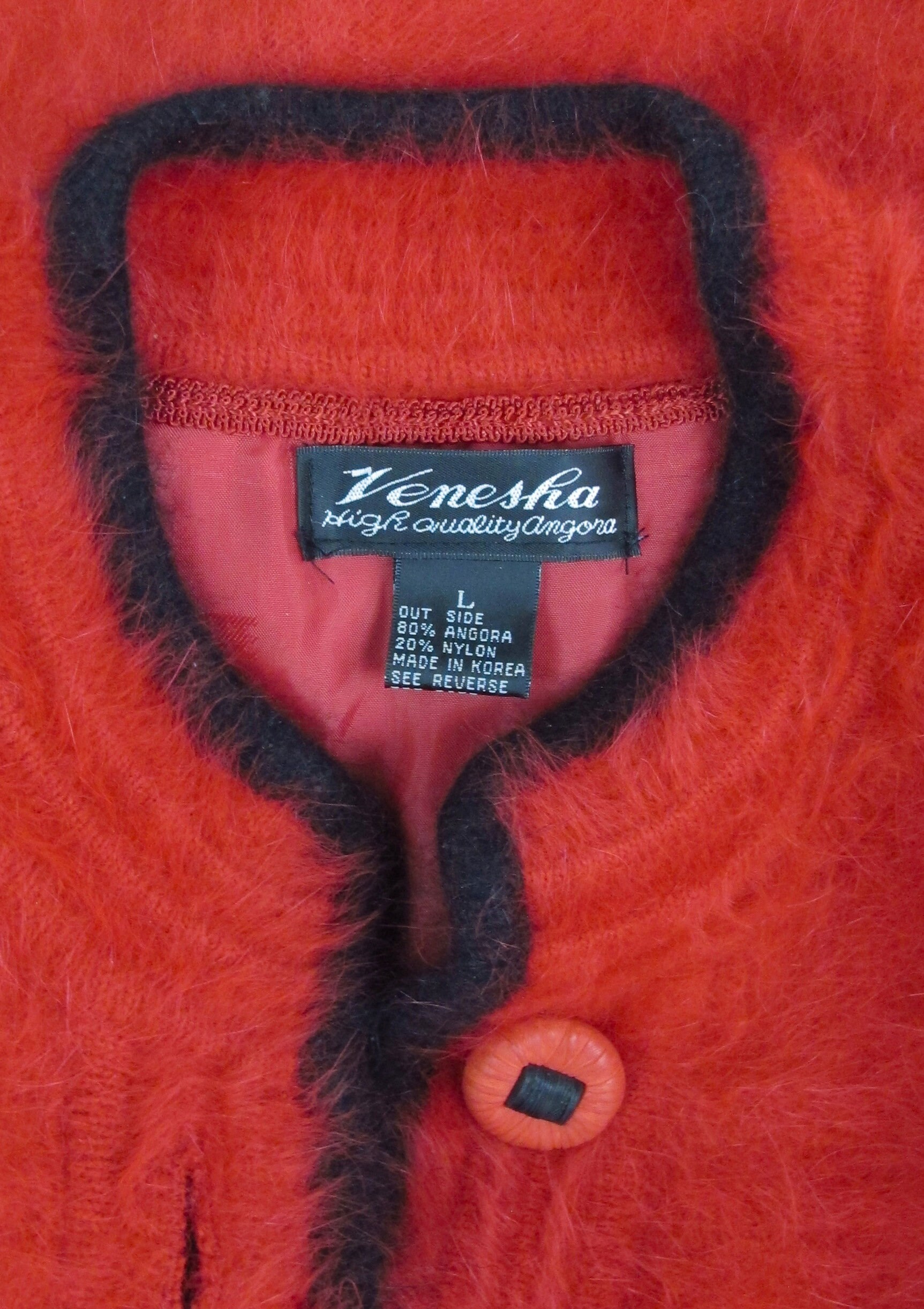 Vintage 80s Immaculate Vanesha Angora Super Soft Red Cardigan With