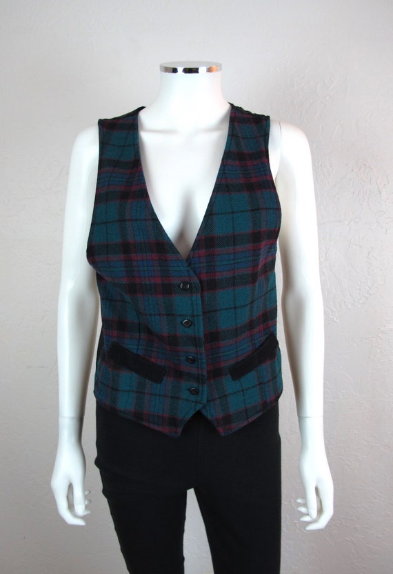 Vintage 80s Woolrich Woman Plaid Vest - image 1