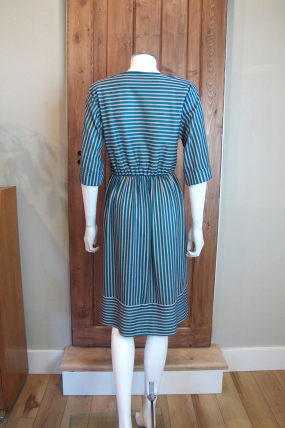 Vintage 70s/80s Lady Carol Teal and Tan Striped P… - image 6