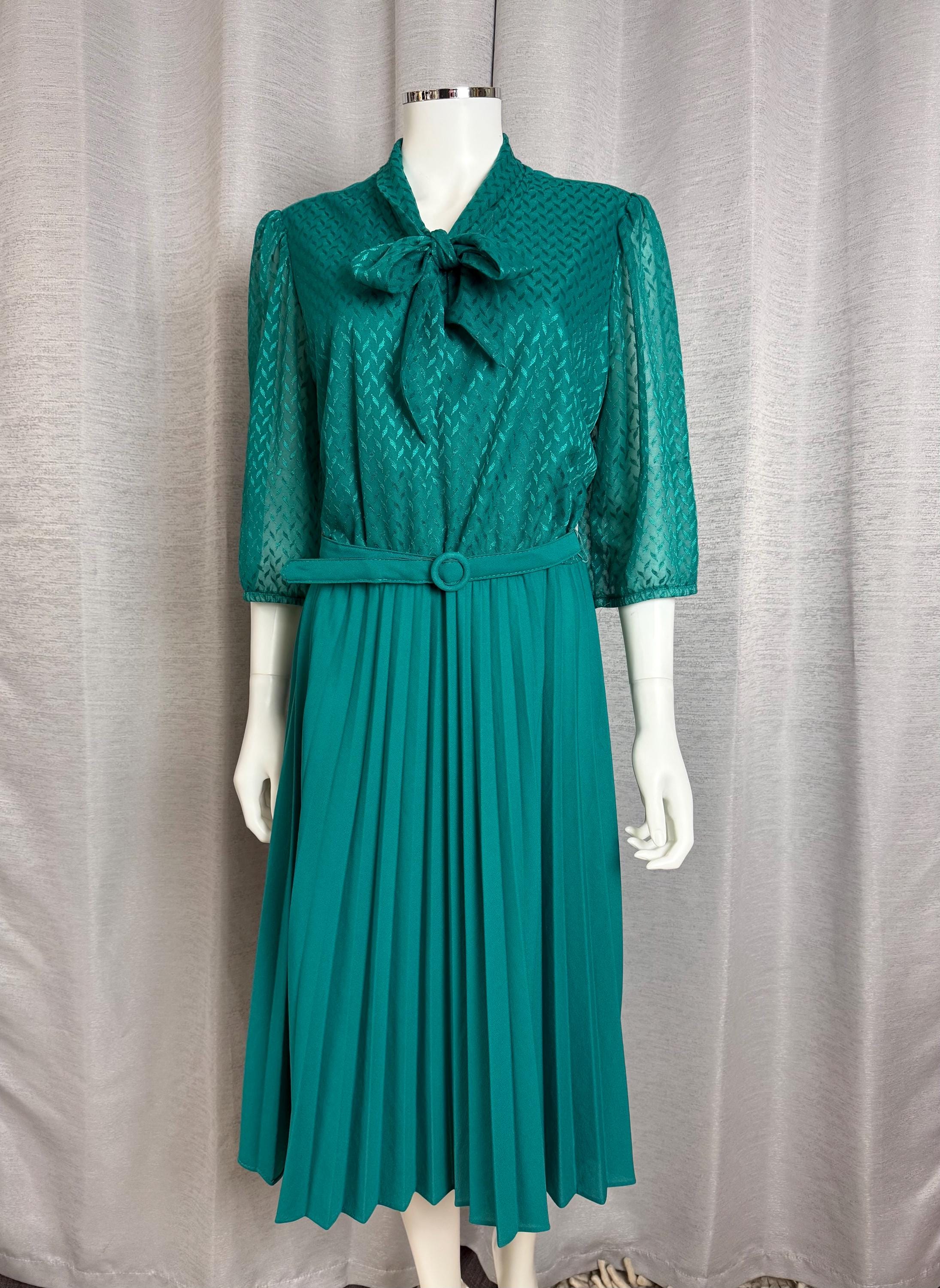 Pleated Green Dress - Etsy