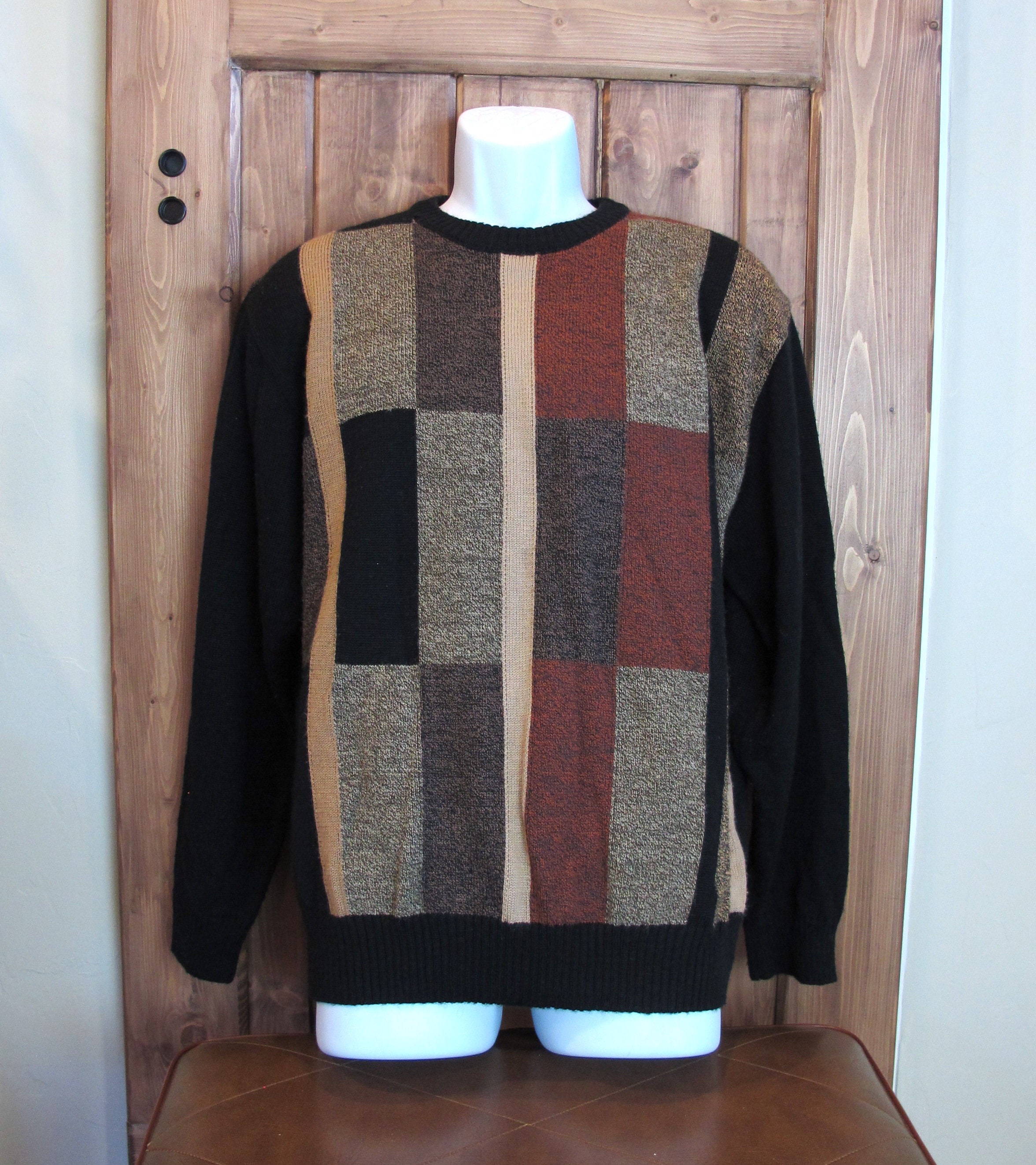 Vintage 80s Geometric Men's Pullover Cosby Sweater by D'AVILA