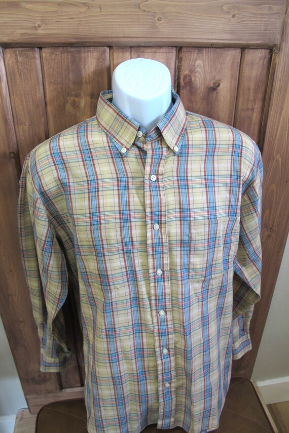 Vintage 70s Men's Plaid Button Down Shirt - image 2