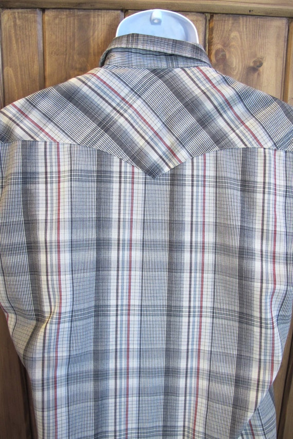 Awesome Vintage 80s Men's Gray Toned Plaid Wrangl… - image 5