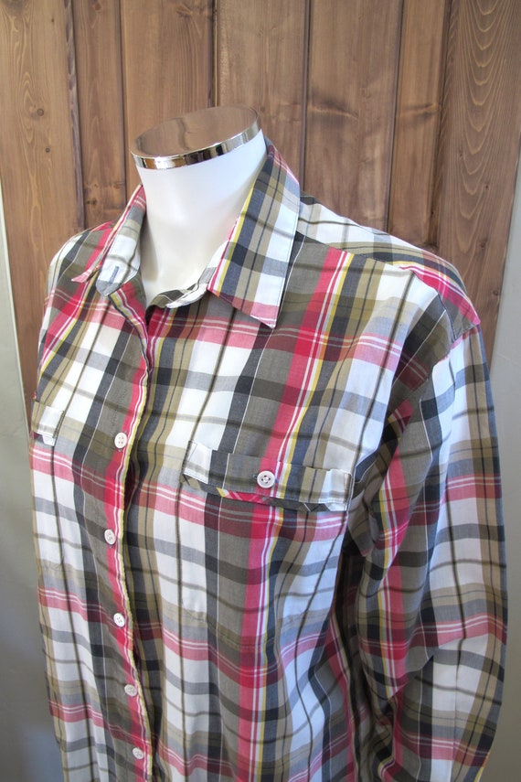 Vintage 80s TJW by Mervyns Plaid Button up Shirt - image 5