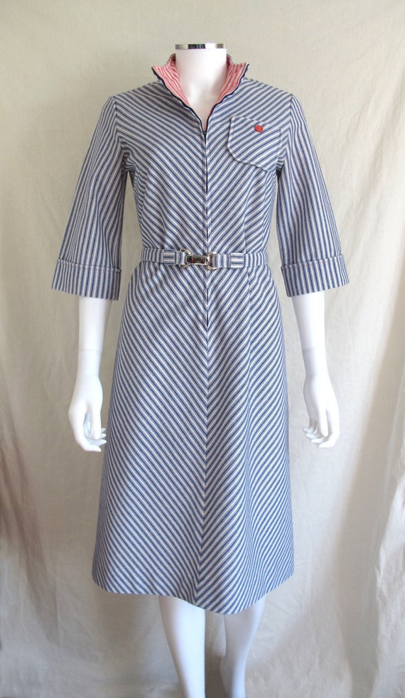 Vintage 50s/60s Striped Lucy Day Dress with Belt