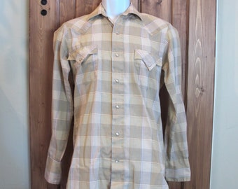 Vintage 80s Tem Tex Wrangler Style Plaid Men's Shirt