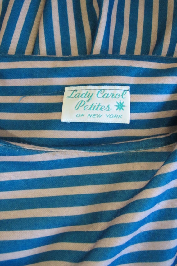 Vintage 70s/80s Lady Carol Teal and Tan Striped P… - image 10