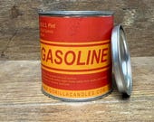 Gasoline Scented Candle Vintage Looking label  - Car Guy Themed Candles - Motor City Candles, 8 ounce Soy Wax Paint Can Candle