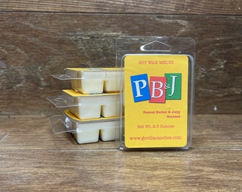 Peanut Butter and Jelly Scented PB&J  Soy Wax Melts, Natural Wax Melts, Soy Melts, Scented Wax Melts, Wax Melt, Gorilla Candles