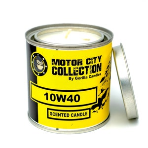 10W40 Motor Oil Scented Candle - Car Guy Themed Candles - Motor City Candles, 8 ounce Soy Wax Paint Can Candle