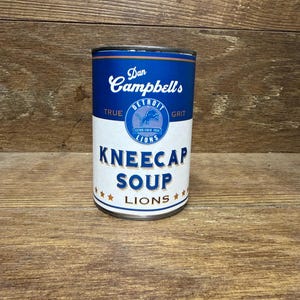 Detroit Lions Dan Campbell&#39;s can of Kneecap Soup Downloadable Food Can Printable Label