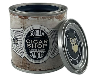 Cigar Shop Candle - soy wax smells like tobacco, mahogany & leather with slight hints of vanilla