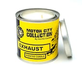 Exhaust Scented Candle - Car Guy Themed Candles - Motor City Candles, 8 ounce Soy Wax Paint Can Candle