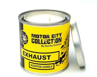 Exhaust Scented Candle: Car Guy Gift, 8 oz Soy Wax Paint Can