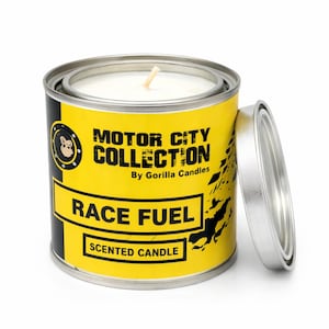 Race Fuel Scented Candle: 8 oz Soy Wax Paint Can - Car Guy Gift
