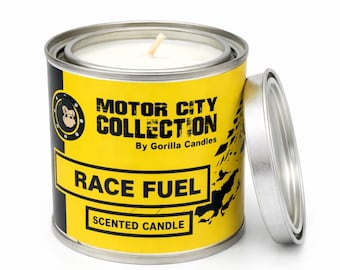 Vela perfumada Race Fuel: Lata de pintura de cera de soja de 226 g - Regalo para amantes de los autos