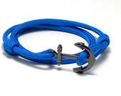 Nautical Anchor Bracelet Blue Paracord Men Women Hand Made USA Adjustable