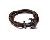 Nautical Anchor Bracelet Brown Paracord Men Women Hand Made USA Adjustable