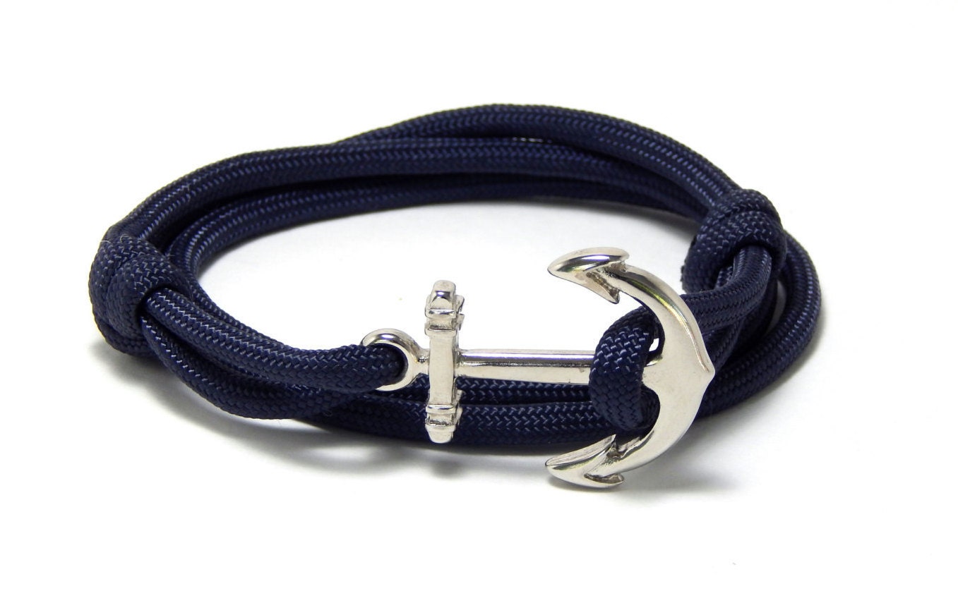 Nautical Anchor Bracelet Navy Blue Paracord Men Women Hand Made USA A…