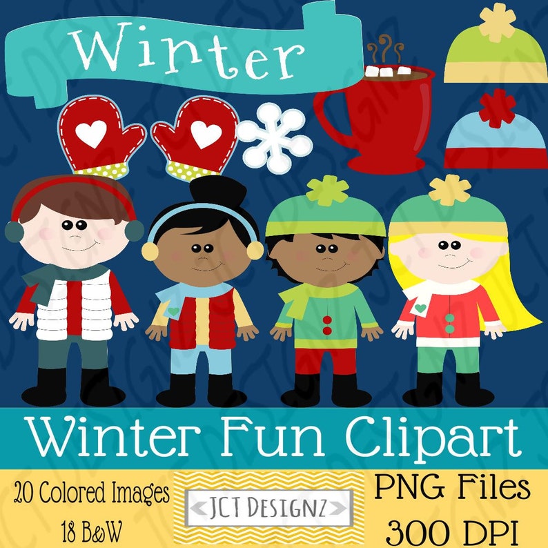 Winter Fun Clipart Winter Fun Clip Art Perfect for January Etsy