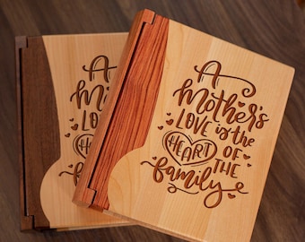 Fotoalbum Geschenk für Mama, personalisiertes Holzalbum, individuelles Muttertagsgeschenk, Mutter-Tochter-Geschenk, Familienfotoalbum, einzigartiges Geschenk für Mama