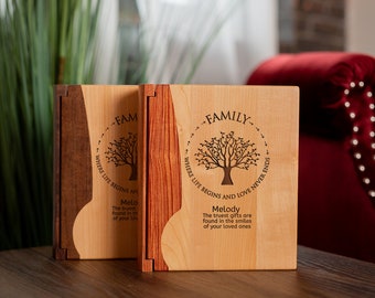 Personalisiertes Fotoalbum für Familie, Kinderfotoalbum, HolzFamilienfotobuch Geschenk, Erinnerungsalbum für Mama, Individuelles Familienalbum Geschenk