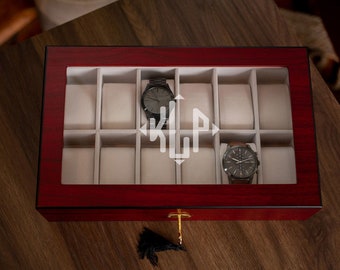 Pudełko na zegarek dla mężczyzn, Etui na zegarek dla mężczyzn, Etui na zegarek personalizowane, Pudełko na zegarek dla niego, Etui na zegarek męski, Grawerowane etui na zegarek, Uchwyt na zegarek