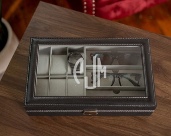 Custom Watch Box with Sunglass Holders, Watch Organizer Box for Him, Watch Box Gift for Men, Jewelry Organizer Case, Custom Watch Organizer