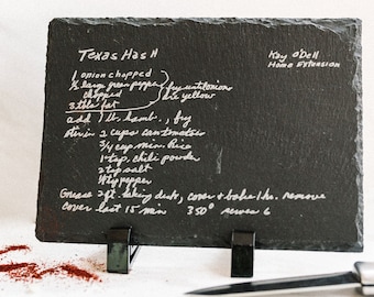 Slate Cutting Board, Slate Cheese Board, Charcuterie Board Handwritten Recipe, Engraved Cutting Board with Recipe, Custom Slate Recipe Board