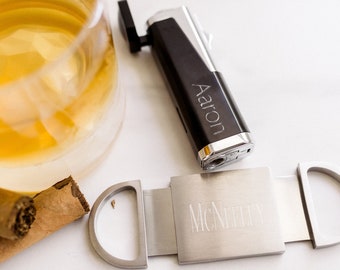 Engraved Lighter, Bullet Cigar Cutter, Custom Cigar And Lighter Kit, Personalized Cigar Touch Lighter, Cigar Lighter And Cutter, Lighters