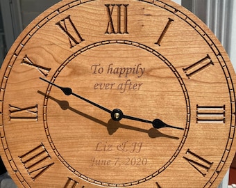 Custom Engraved Clock, Personalized Wood Clock, Wedding Gift, Parent Gift, Family Clock, Mother's Day Present, Birthday Present