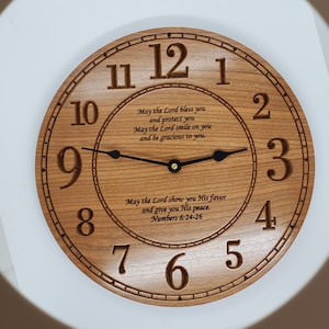 Personalized Wall Clock, Custom Clock, Engraved Wood Clock for Wedding Gift, Wood Clock Face, Custom Clocks for Wall, Wood Wedding Gift