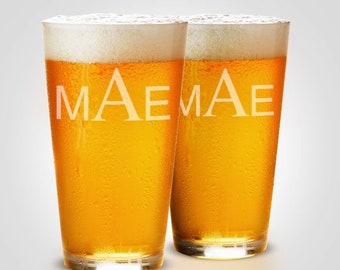 Juego de vidrio de pinta grabada, regalo de compromiso para pareja, vidrio para él y para ella, cristalería monogramada, vaso de cerveza personalizado, regalo de boda personalizado
