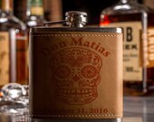3 Custom Sugar Skull Flask- Dia De Los Muertos- Day Of The Dead Flask- Perfect for Weddings- Groomsman Gifts- Bridesmaids Gifts- Birthdays