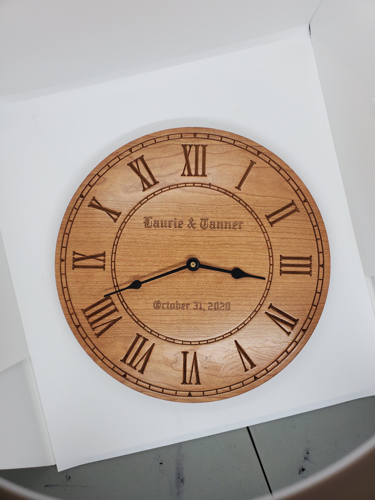 Custom Engraved Clock Personalized Wood Clock Wedding Gift Etsy