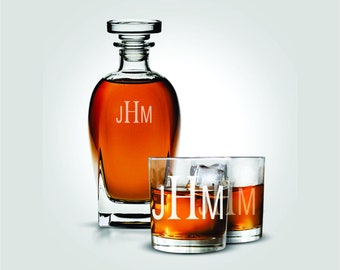 Whiskey Decanter Set, Scotch Decanter, Custom Decanter for Groomsmen, Gift for Best Man, Engraved Whiskey Decanter Personalized for Groom
