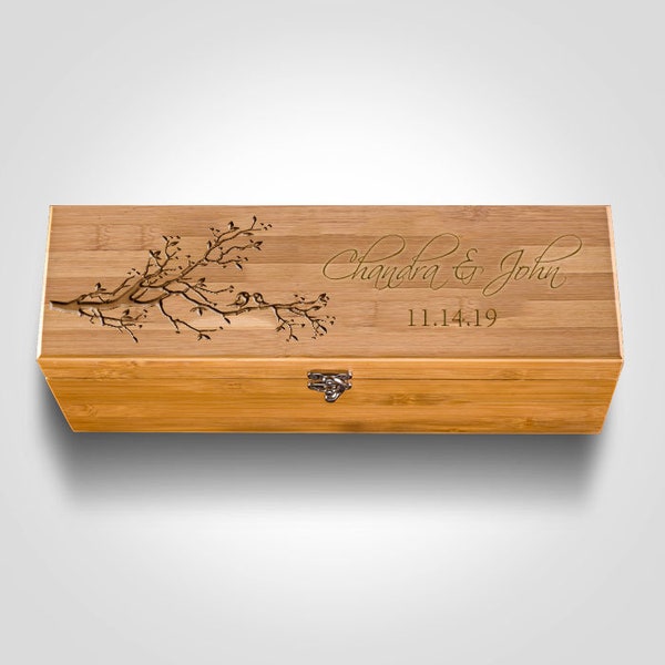 Caja de vino, Regalo de boda para pareja, Caja de vino de boda, Regalo de compromiso para pareja, Caja de vino de aniversario, Caja de vino personalizada, Regalo de vino grabado