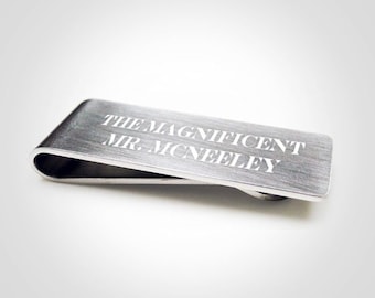 Engraved Money Clip - Custom Money Clips - Silver Money Clip - Initial Money Clip - Money Holder For Him - Money Clip for Men - Money Clip