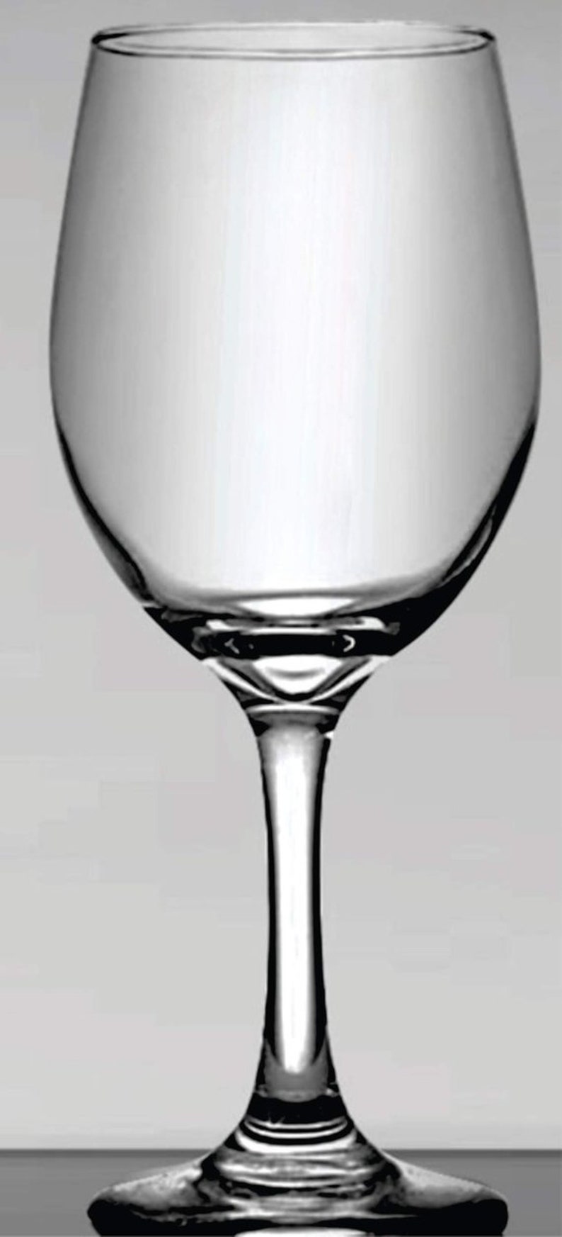 May include: A clear, stemmed wine glass with a rounded bowl and a slender stem. The glass is made of transparent material, reflecting light and creating highlights. The design is simple and elegant, suitable for serving wine.