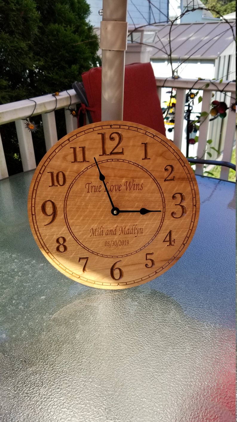 Custom Engraved Clock Personalized Wood Clock Wedding Gift Etsy