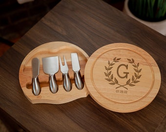 Charcuterie Board Housewarming Gift, Cheese Board Set with Tools, Serving Board for Parties, Cheese Platter Anniversary Gift, New Homeowners