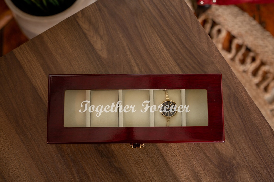 Custom Text Watch Case, Engraved 5 Piece Watch Box, Personalized Watch ...