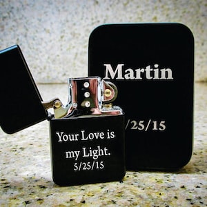 Anniversary Gift for Husband, Personalized Lighter For Boyfriend, Birthday Gift for Him, Custom Lighter for Cigarettes, Black Lighter