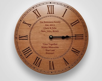 Personalize Clock, Wedding Gift for Parent, Engrave Clock, Custom Wall Clock, Gift for Parent on Wedding Day, Custom Wood Clock, Parent Gift