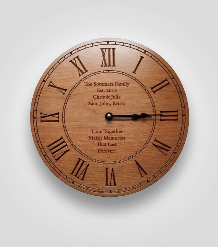 Personalize Clock, Wedding Gift for Parent, Engrave Clock, Custom Wall ...