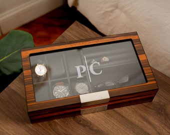 Custom Ebony Jewelry Box for Sunglasses and Watches Ebony Wood