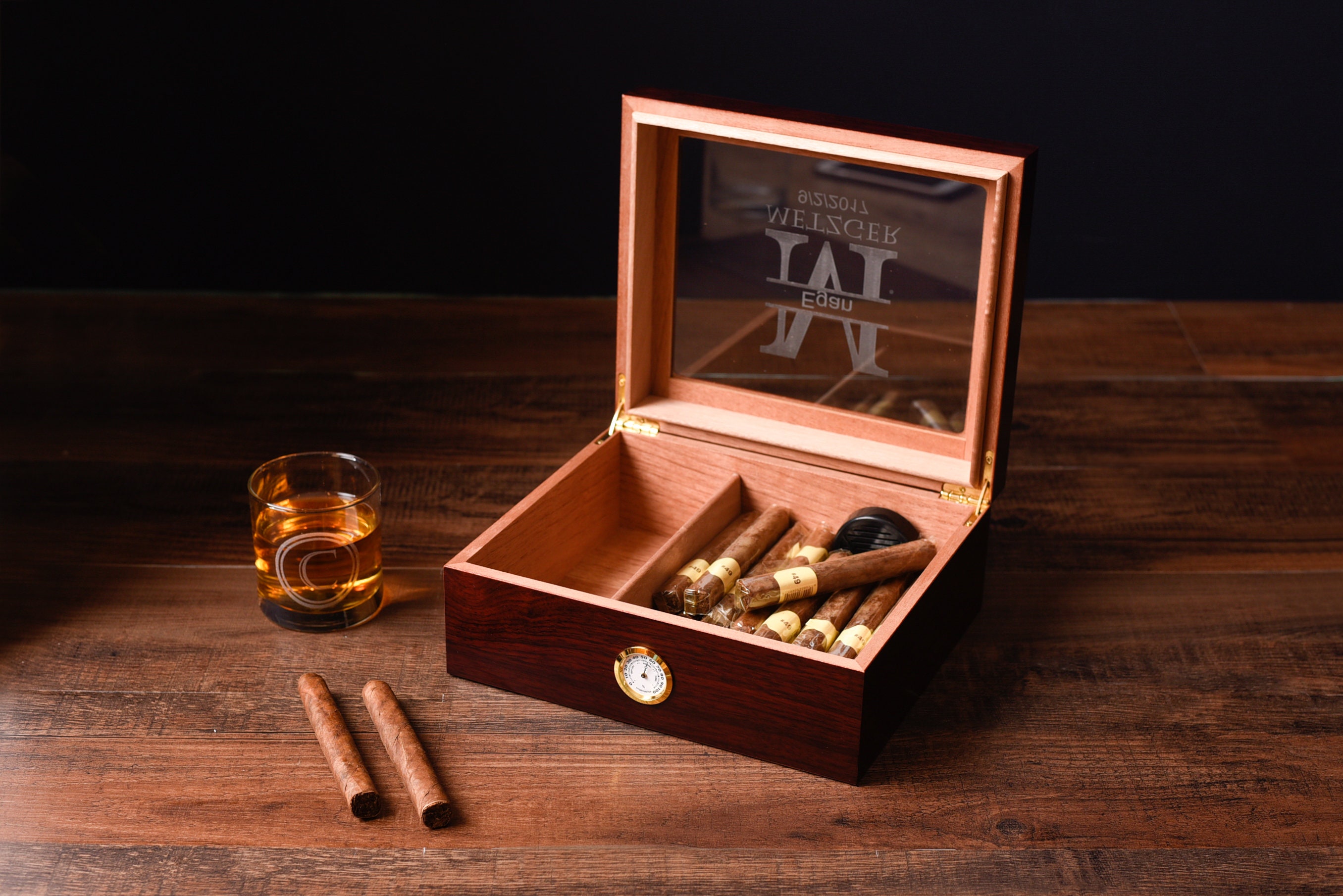 Cigar Humidor Gift Set Personalized Cigar Box Custom Wood -  Norway