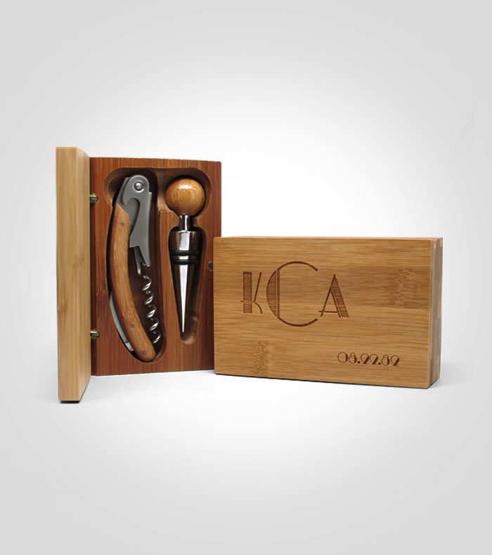 Engraved Wine Gift Box Set Wine Opener Personalized Custom Etsy