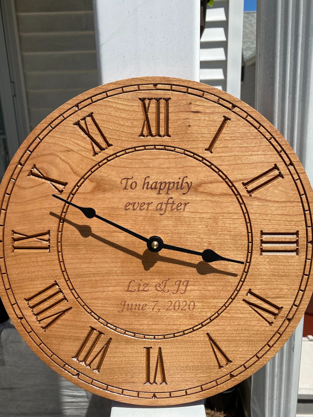 Custom Engraved Clock, Personalized Wood Clock, Wedding Gift, Parent