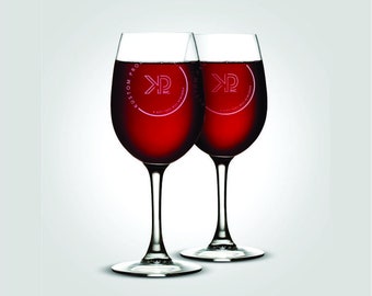 Copas de vino de imagen personalizadas, ideas de regalo del logotipo de la empresa, regalo del empleado, juego de copas de vino grabadas, grabado de diseño personalizado, copas de vino personalizadas